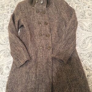 Women's 4 Calvin Klein Brown Double-Breasted Tweed wool blend Coat